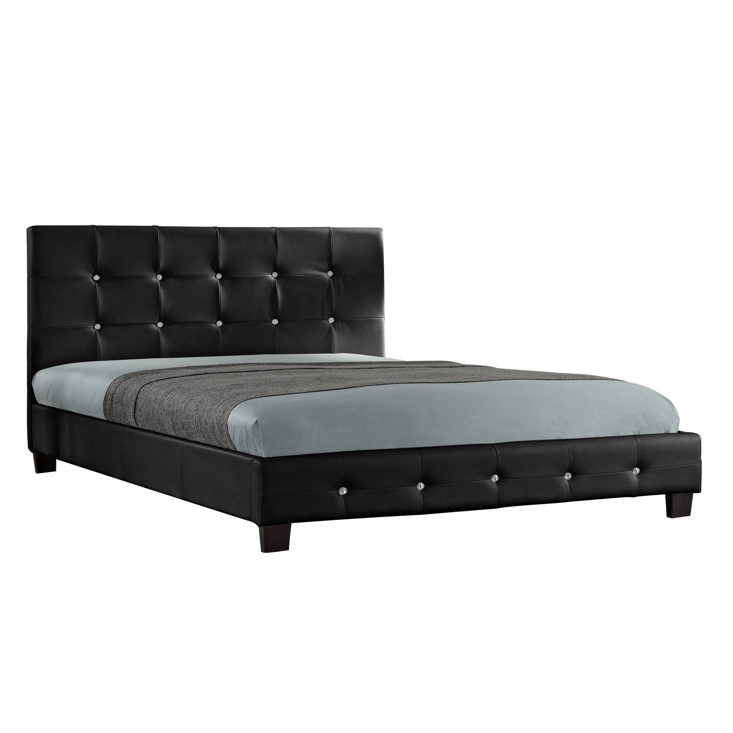 Lit capitonné 140 x 190 cm noir KALLEN
