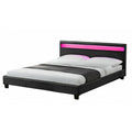 Lit avec LED 160 x 200 cm en PU noir BOSTON