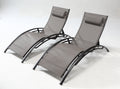Lot de 2 transats empilables et ajustables en alu gris/noir CEYLAN