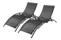 Lot de 2 transats empilables et ajustables en alu noir ANTIBES