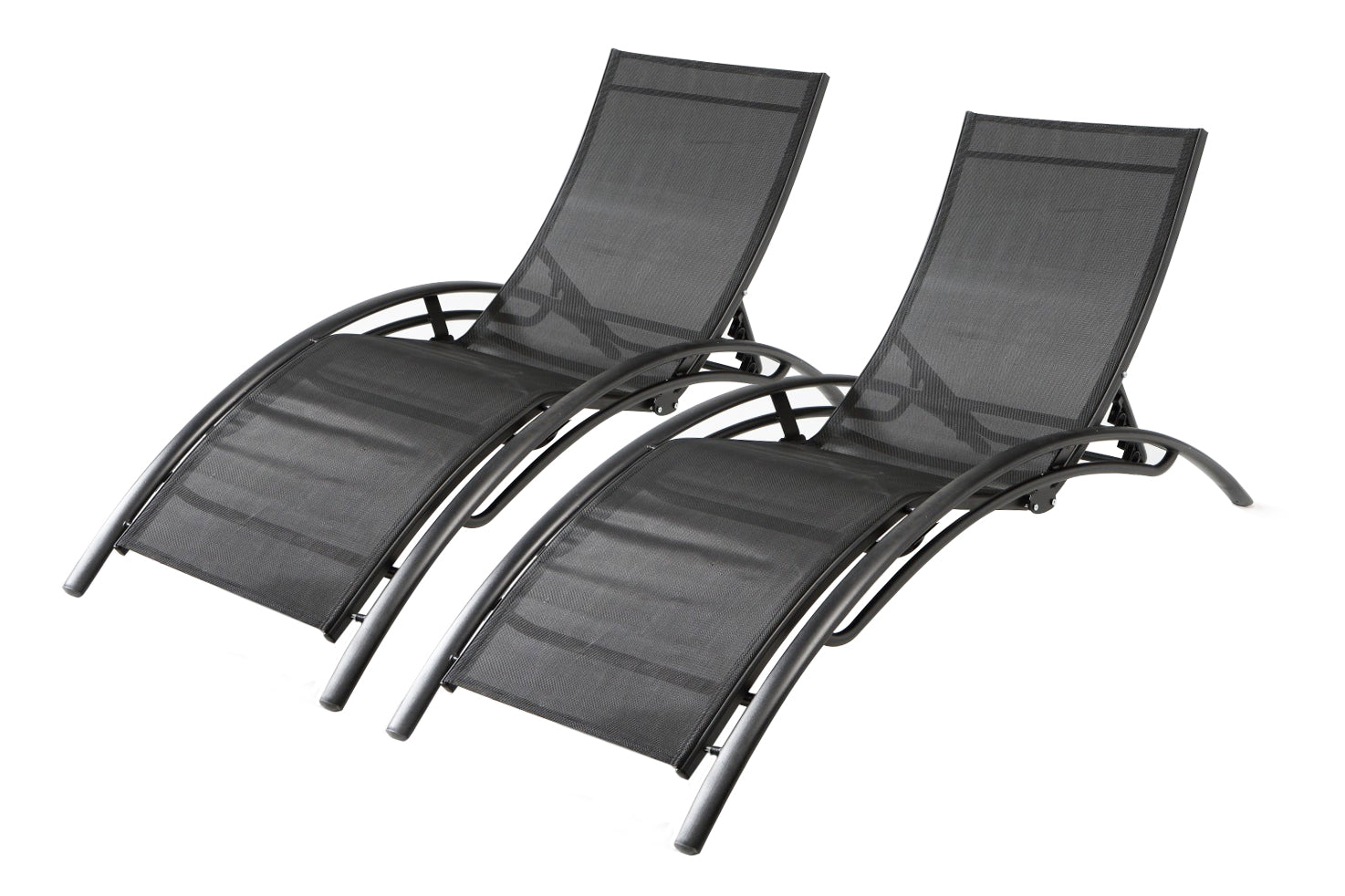 Lot de 2 transats empilables et ajustables en alu noir CEYLAN
