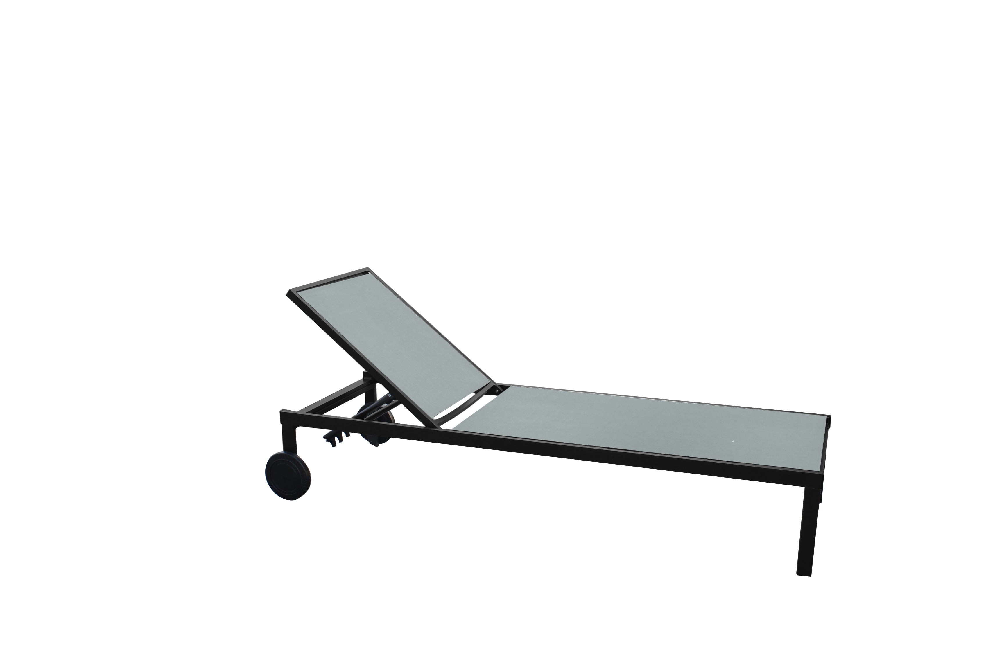 Transats inclinable avec roulettes en aluminium gris MARIVA