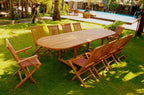Salon de jardin Teck 12 places Table ovale 8 chaises 2 fauteuils LIRENO