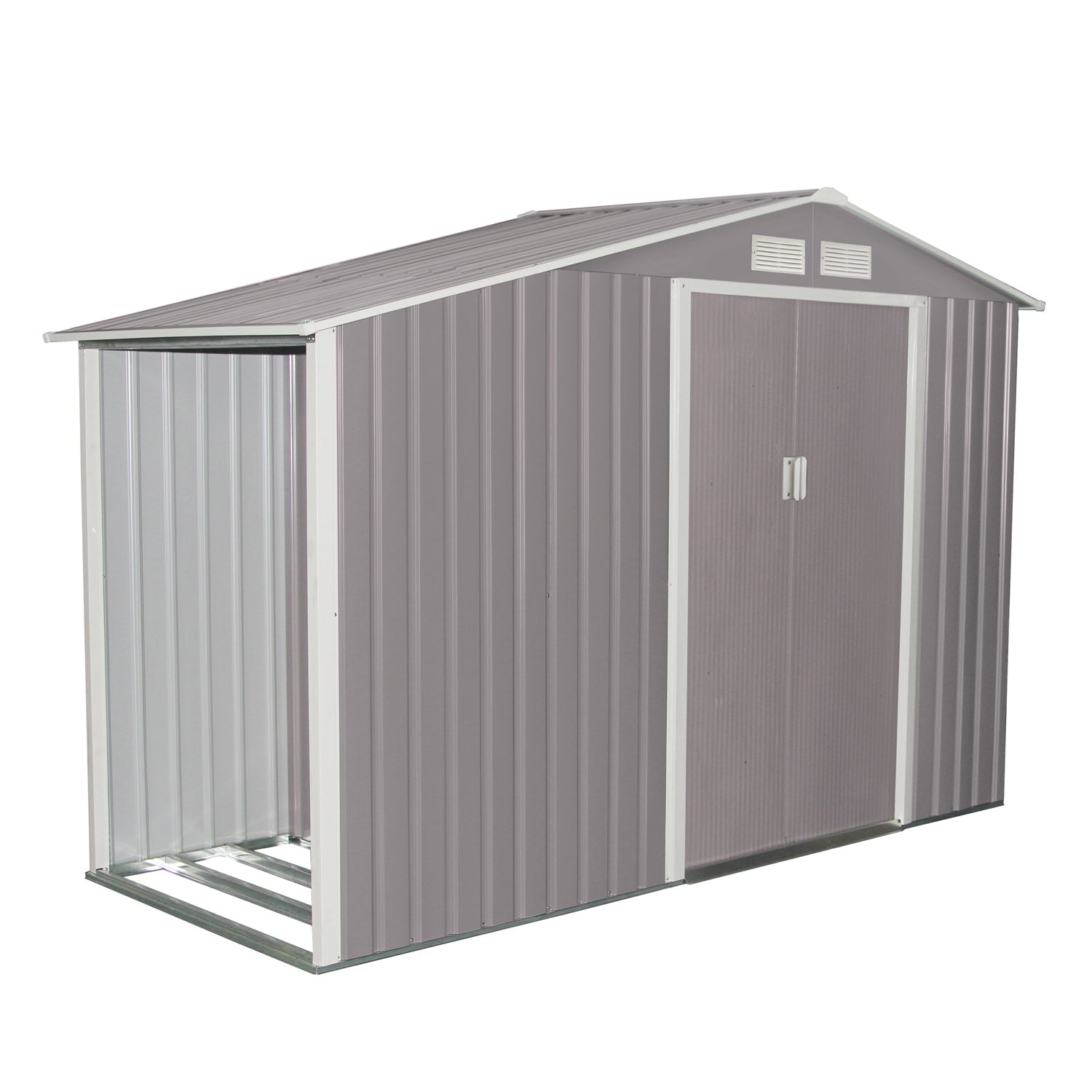 Abri de jardin avec abri bûches 3,53 m² en acier gris CHROMA