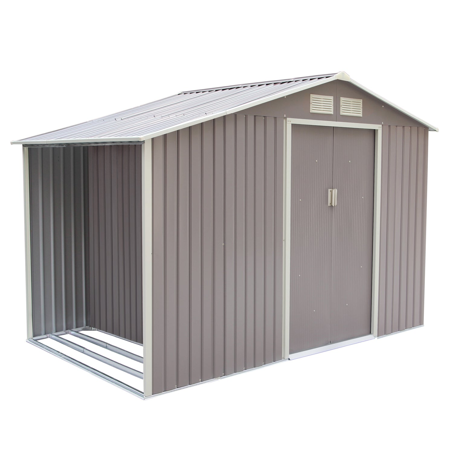 Abri de jardin avec abri bûches 6,53 m² en acier gris CHROMA