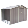 Abri de jardin avec abri bûches 8,72 m² en acier gris CHROMA