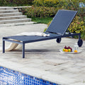 Transats inclinable avec roulettes en aluminium noir MARIVA