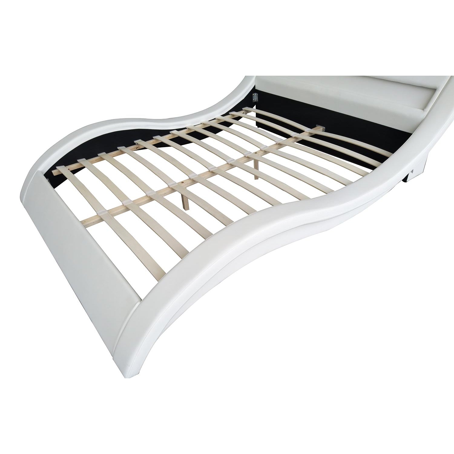 Lit avec LED 140 x 190 cm en PU blanc JULIA