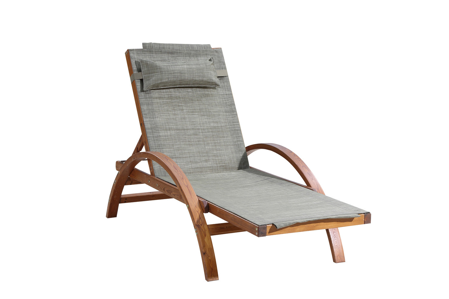 Transat en bois et toile PVC gris olive VALIA