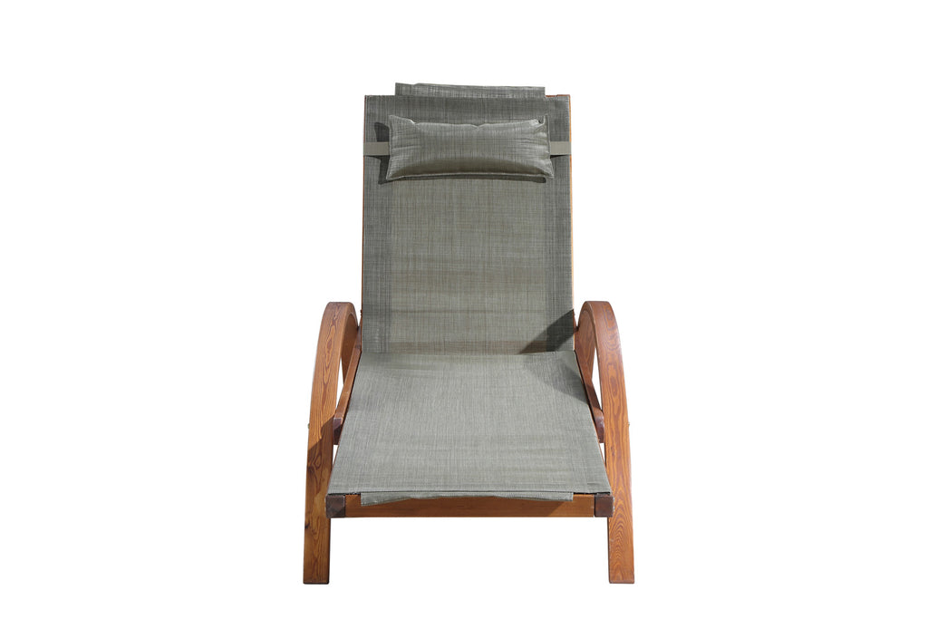 Transat en bois et toile PVC gris olive VALIA