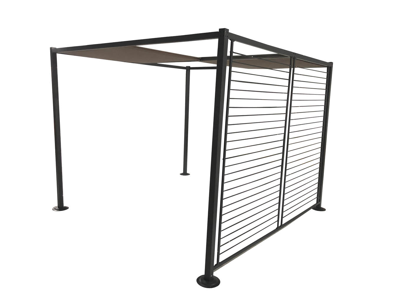 Pergola 3 x 3 m 4 toiles coulissantes gris et taupe TOKELAU