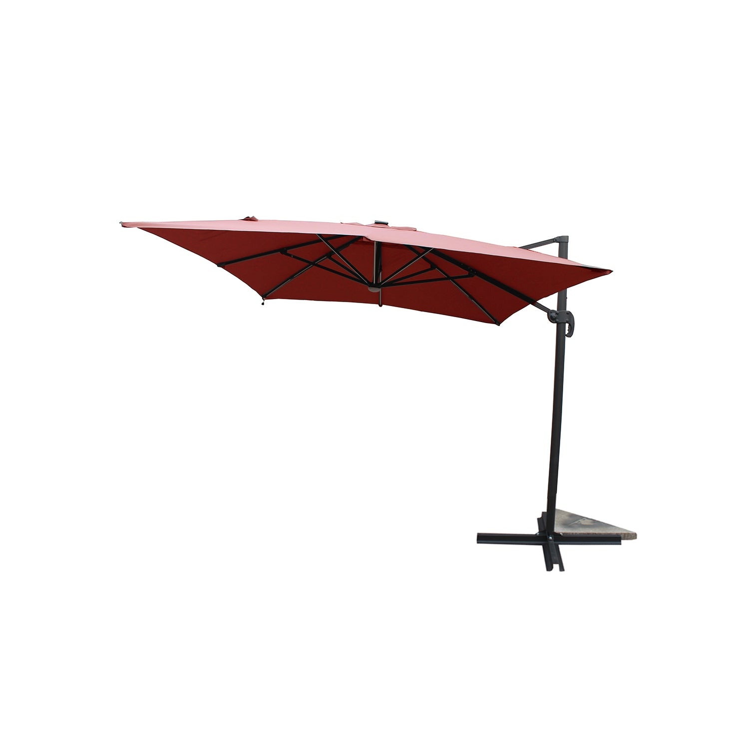 Parasol terracotta droit rectangle 3,95 x 2,95 m rotatif à 360 led VALIANO