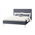 Lit 160 x 200 cm en velours et laiton gris IRALIO