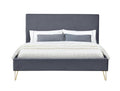 Lit 140 x 190 cm en velours et laiton gris MALARD