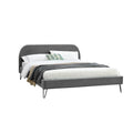 Lit 140 x 190 cm en velours gris et pieds noirs GARBERA