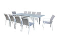 Table de jardin 8 chaises et 2 fauteuils en alu gris/blanc PARSON