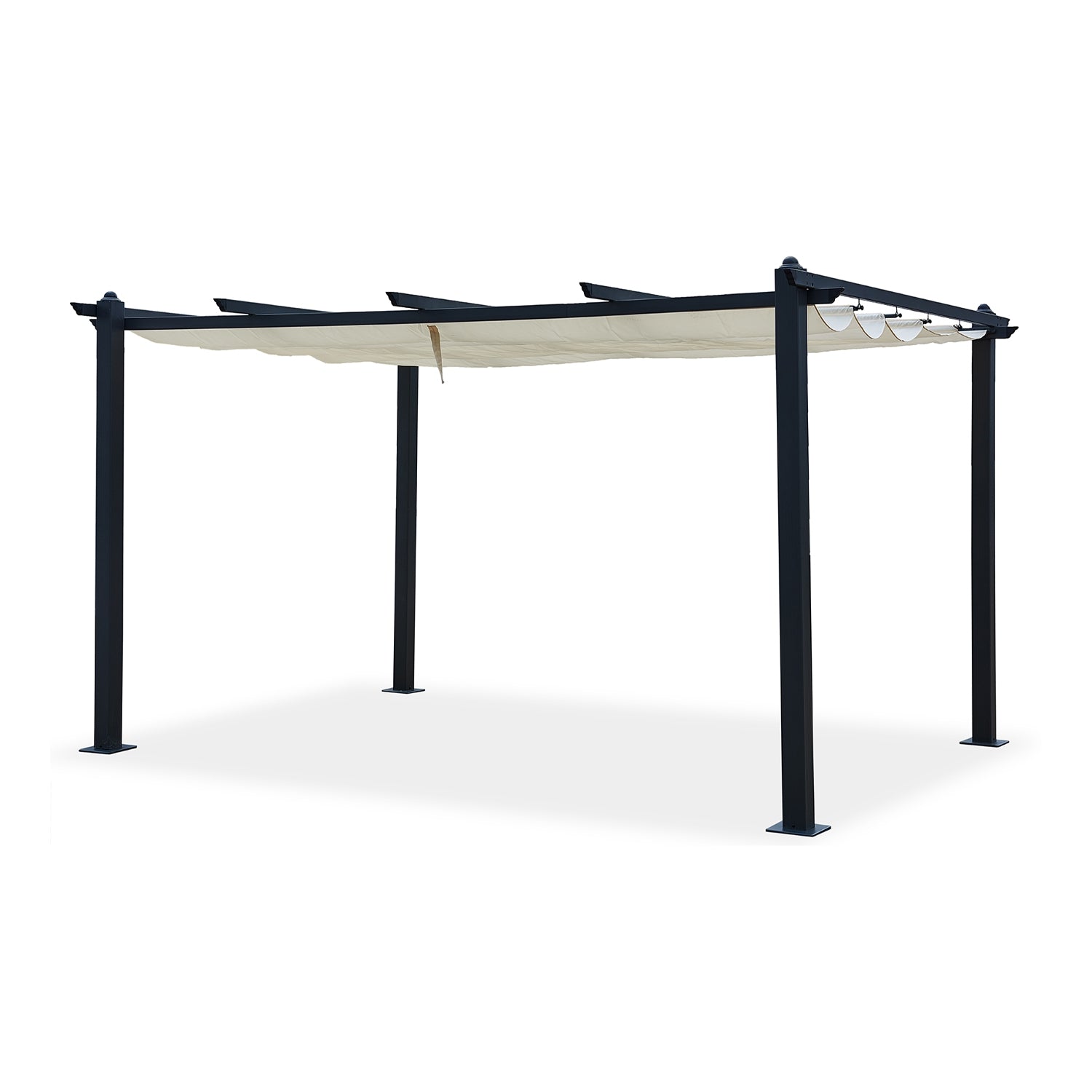 Pergola auto-portée 3 x 4 m avec toile rétractable beige DIAZ