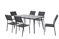Table de jardin et 6 chaises en céramique et pieds en métal VALGIA