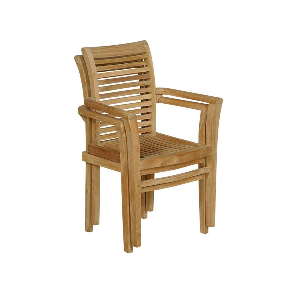 Lot de 2 chaises teck empilables MARINA