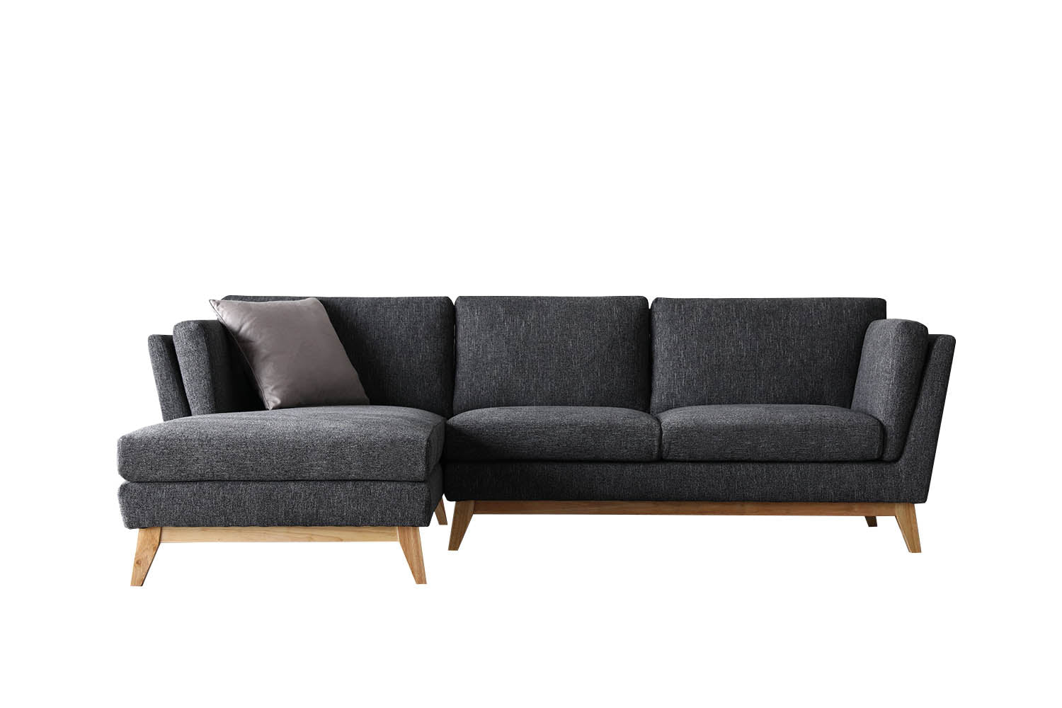 Canapé 3 places méridienne à gauche en tissu gris foncé OSBY
