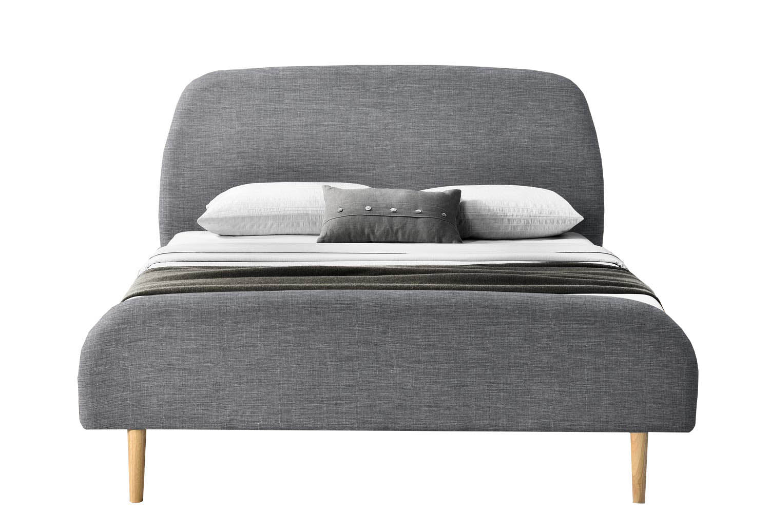 Lit 140 x 190 cm en tissu gris clair LINDA