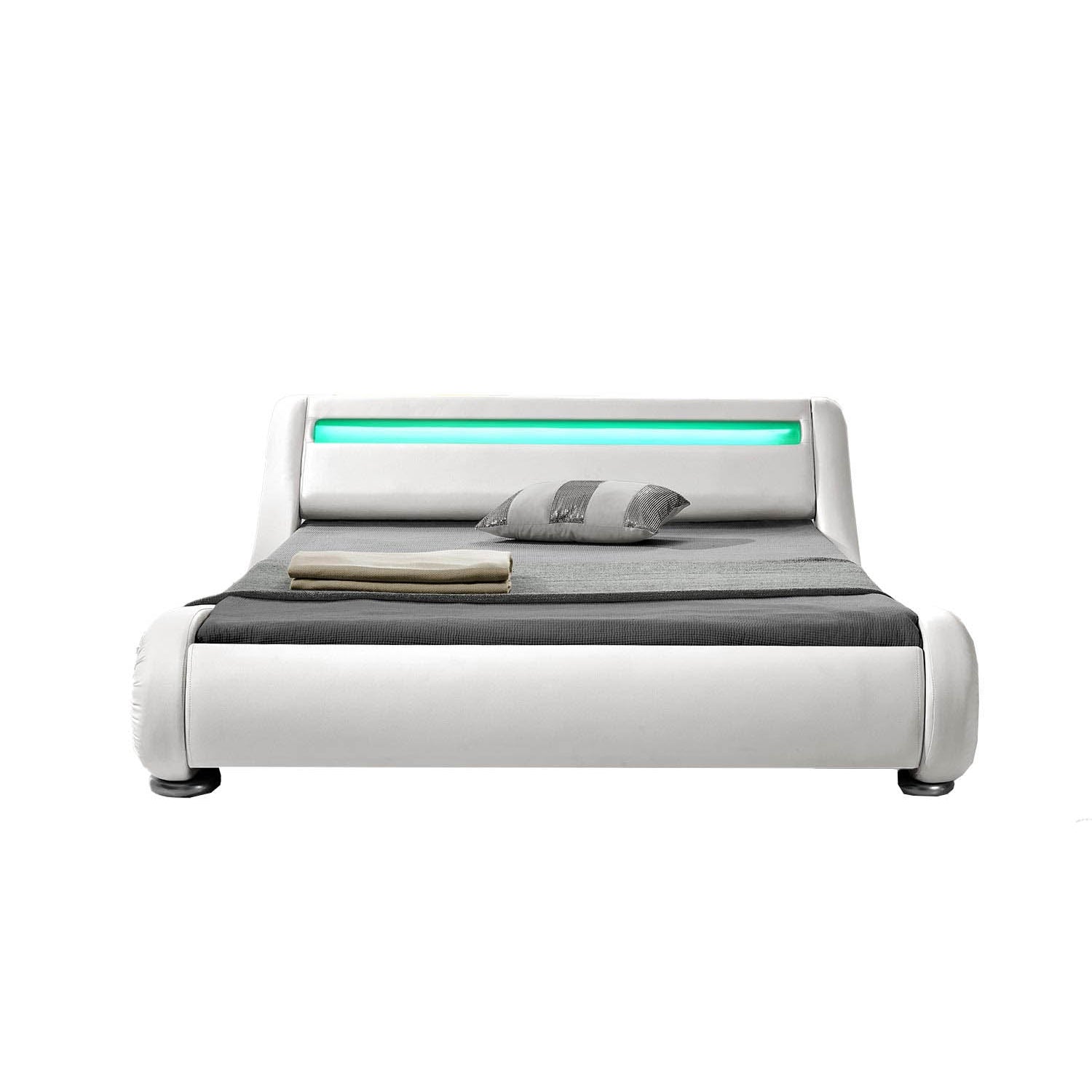 Lit avec LED 160 x 200 cm en PU blanc ARMANDA