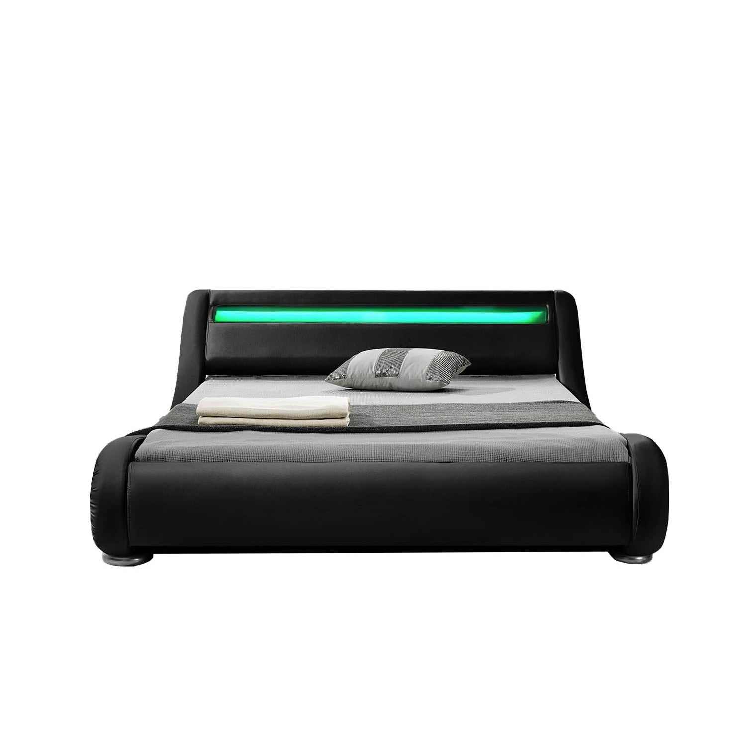 Lit avec led 160 x 200 cm en PU noir GELINA