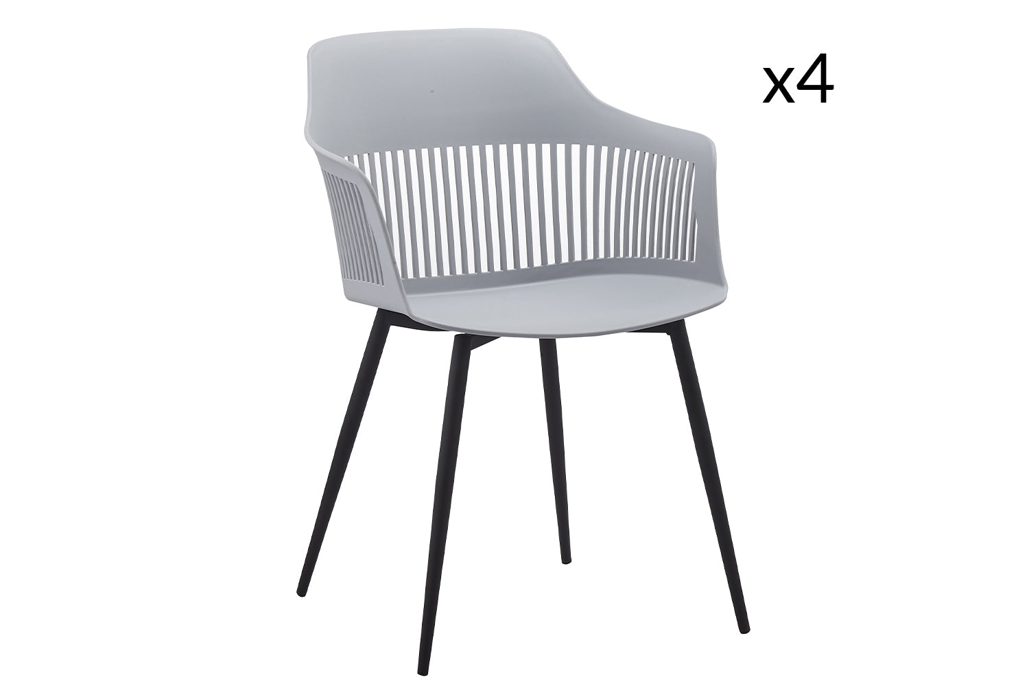 undefined Lot de 4 chaises avec accoudoirs gris