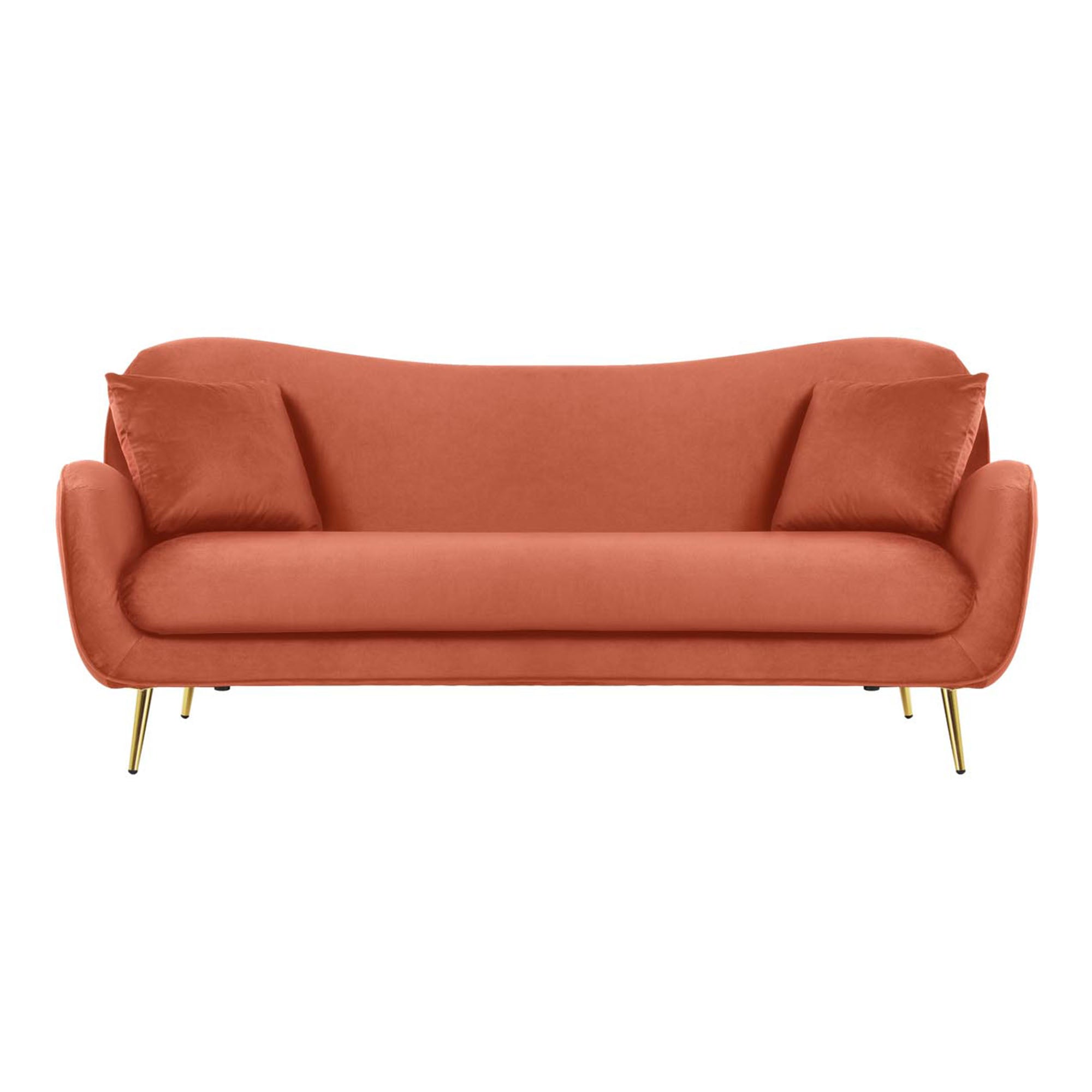 Canapé 3 places en velours rose corail ARELLE