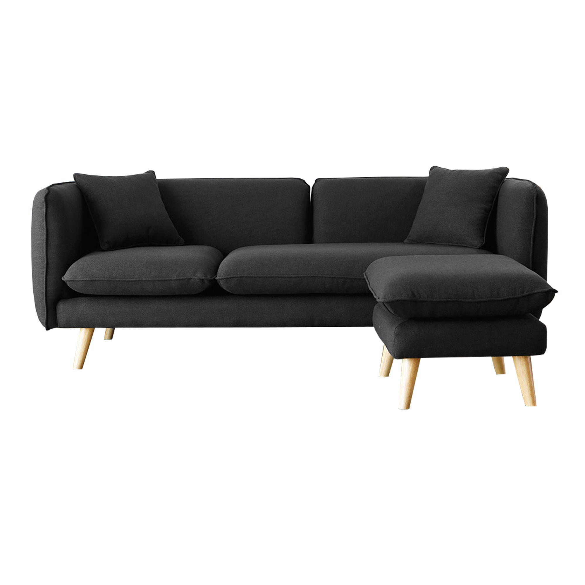 Canapé 3 places et 1 pouf en tissu gris anthracite FLARIN