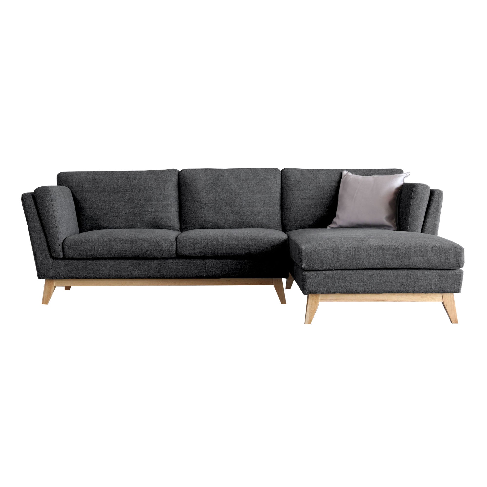 Canapé 3 places méridienne à droite en tissu gris foncé OSBY