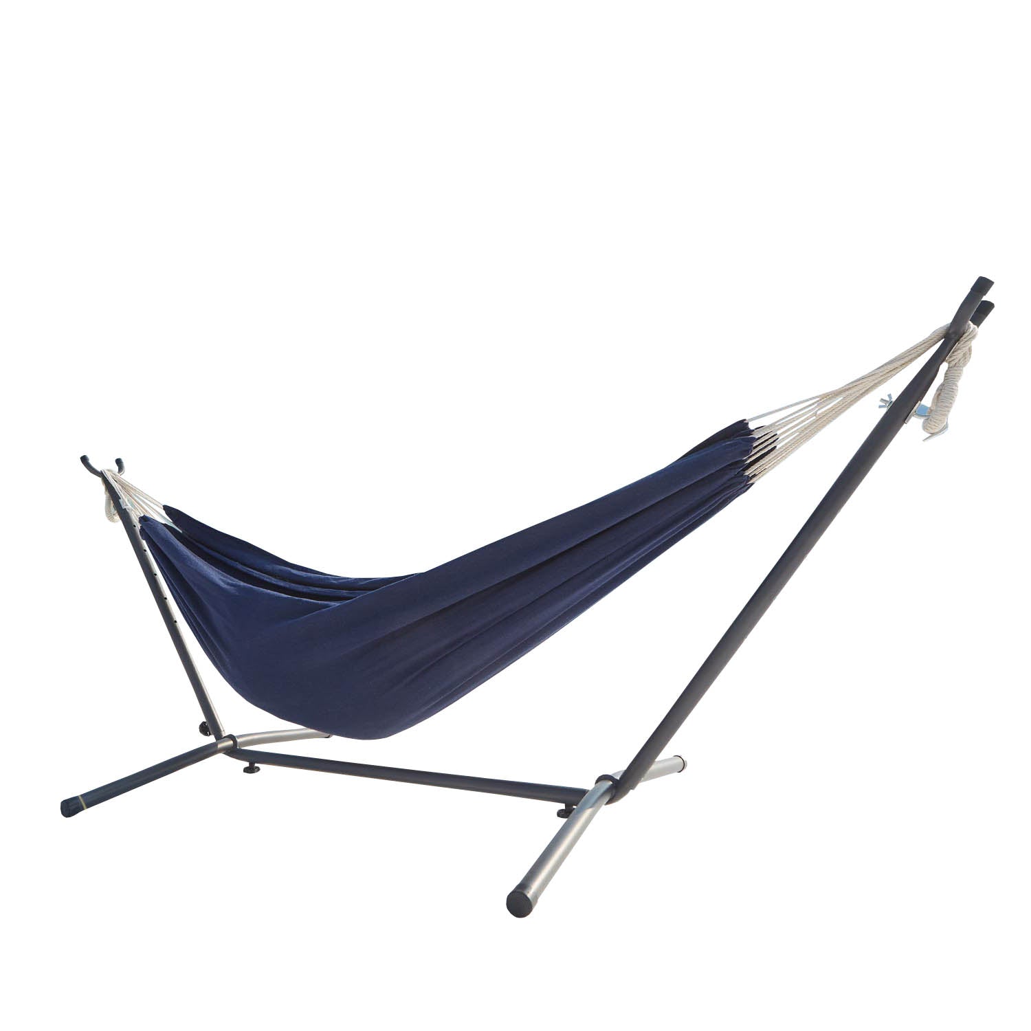 Hamac sur pied 2,6 m avec toile en polyester bleu MACHICO