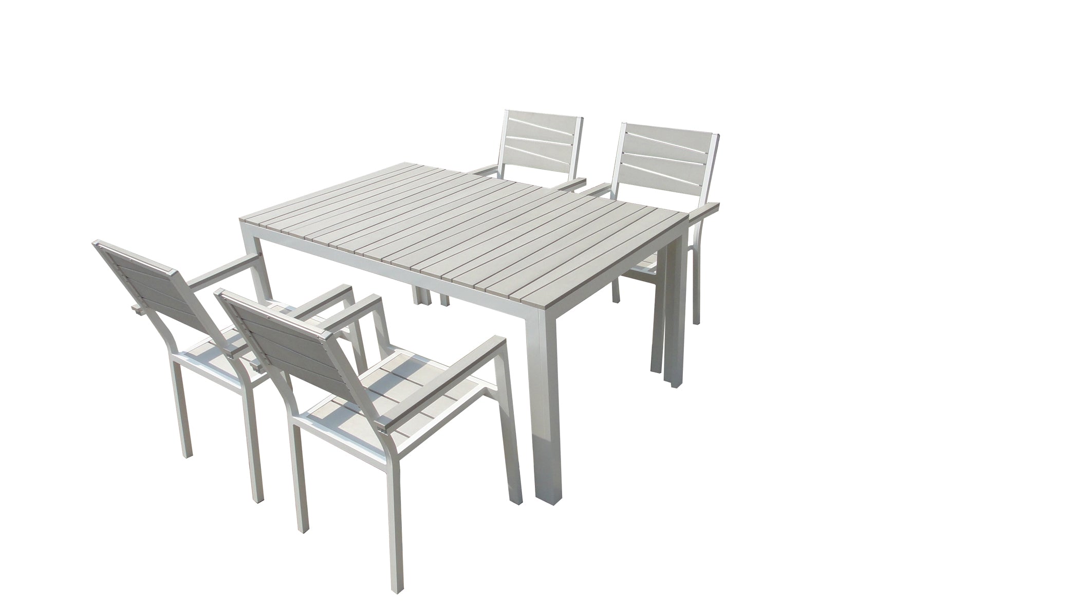 undefined Table de jardin et 4 fauteuils en aluminium gris et blanc