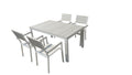 Table de jardin et 4 fauteuils en aluminium gris et blanc FAVAL