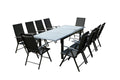 Table de jardin et 10 chaises en aluminium gris TAVIRA