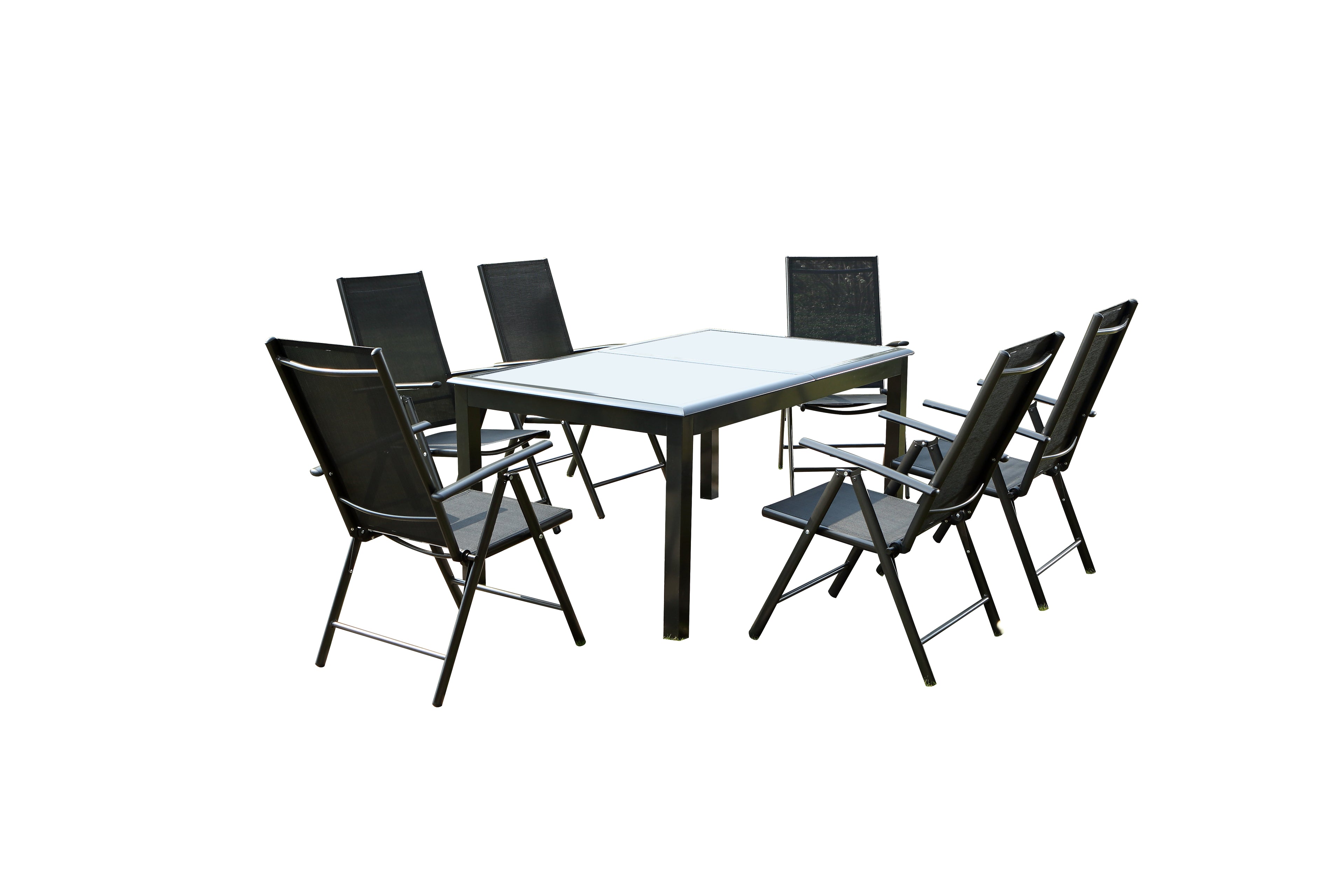 undefined Table de jardin et 6 chaises en aluminium gris
