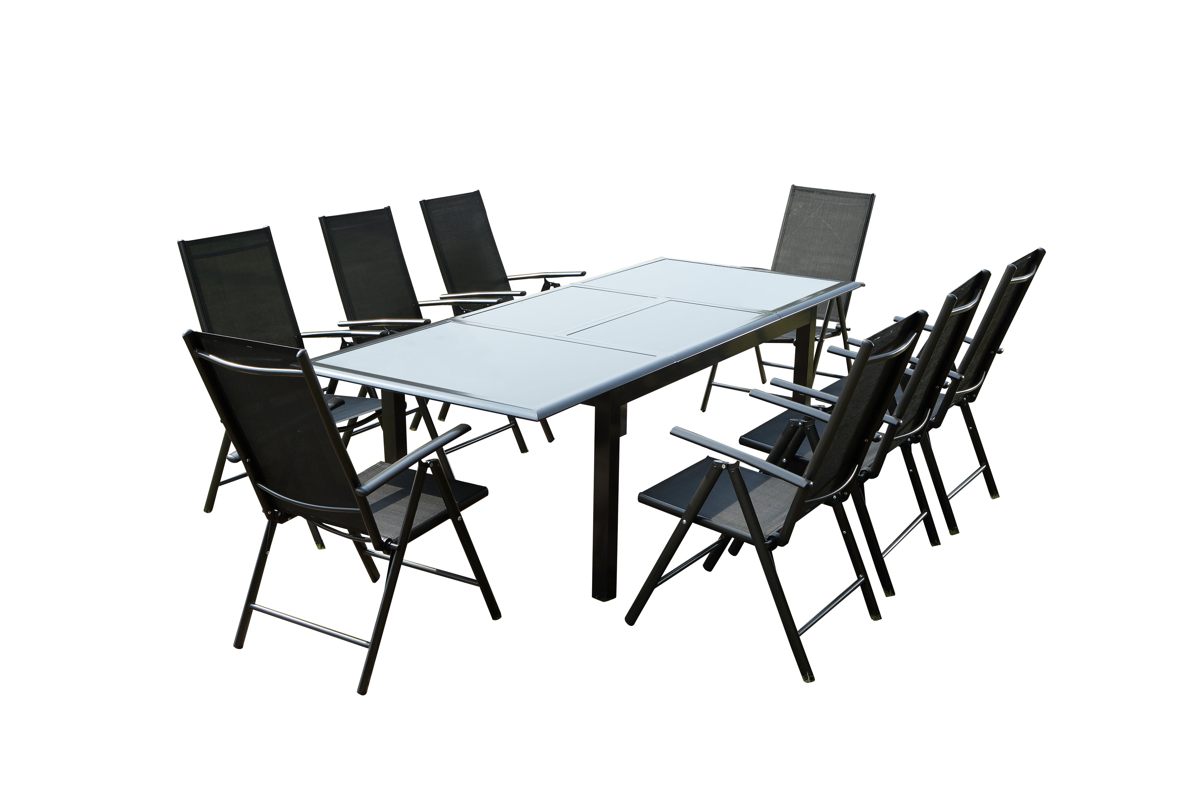 undefined Table de jardin et 8 chaises en aluminium gris
