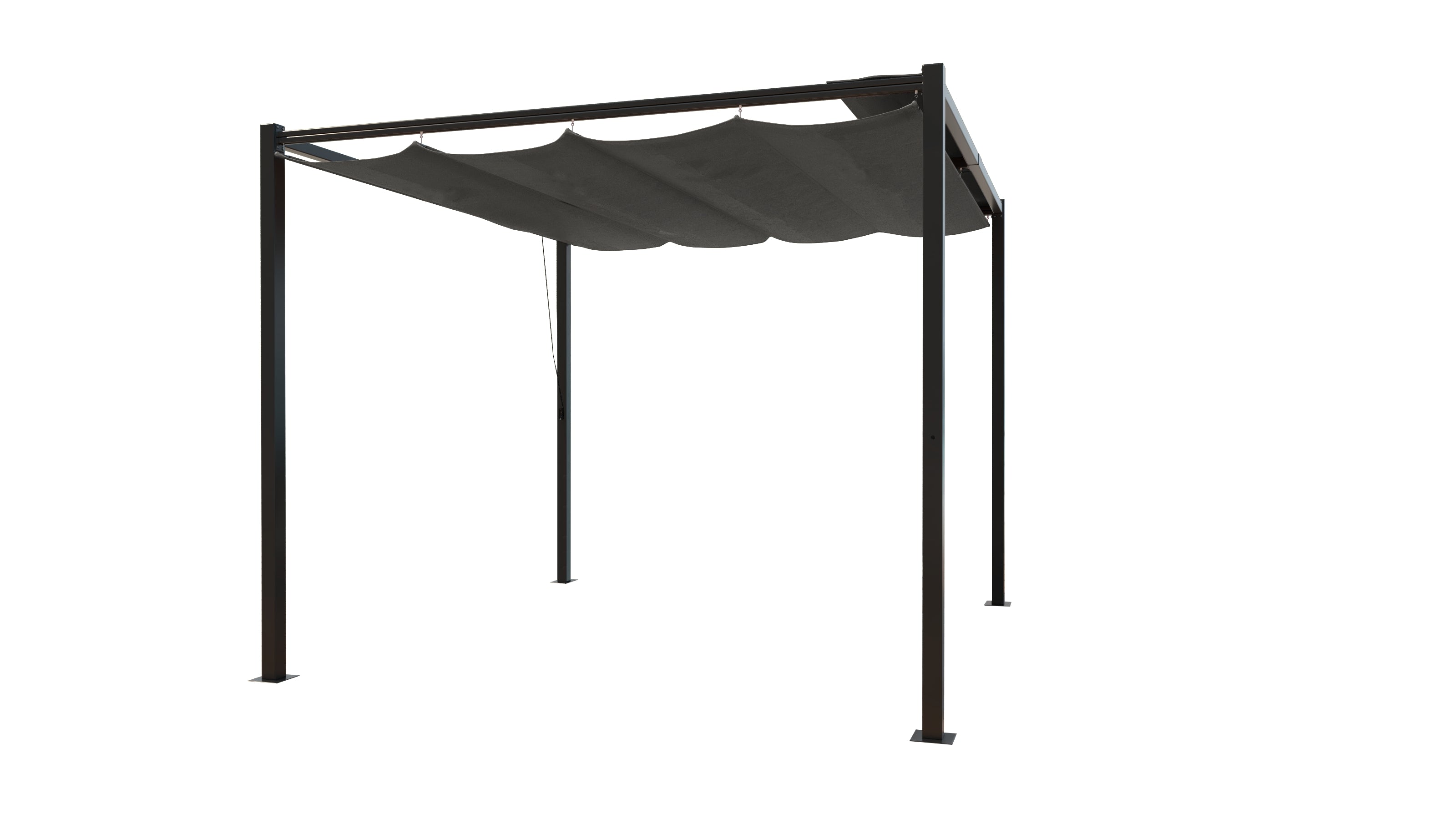 Pergola autoportante 3 x 3 m en acier avec toile grise MEDELIN
