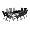 Table de jardin et 10 chaises en aluminium BARATHE