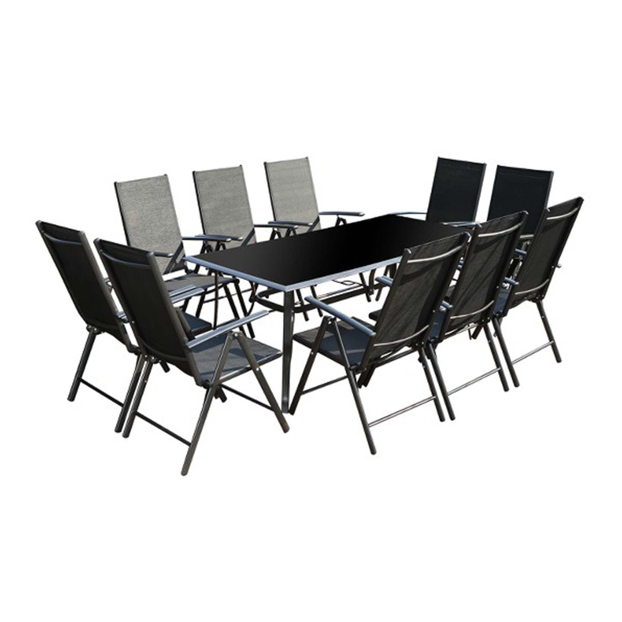 Table de jardin et 10 chaises en aluminium BARATHE