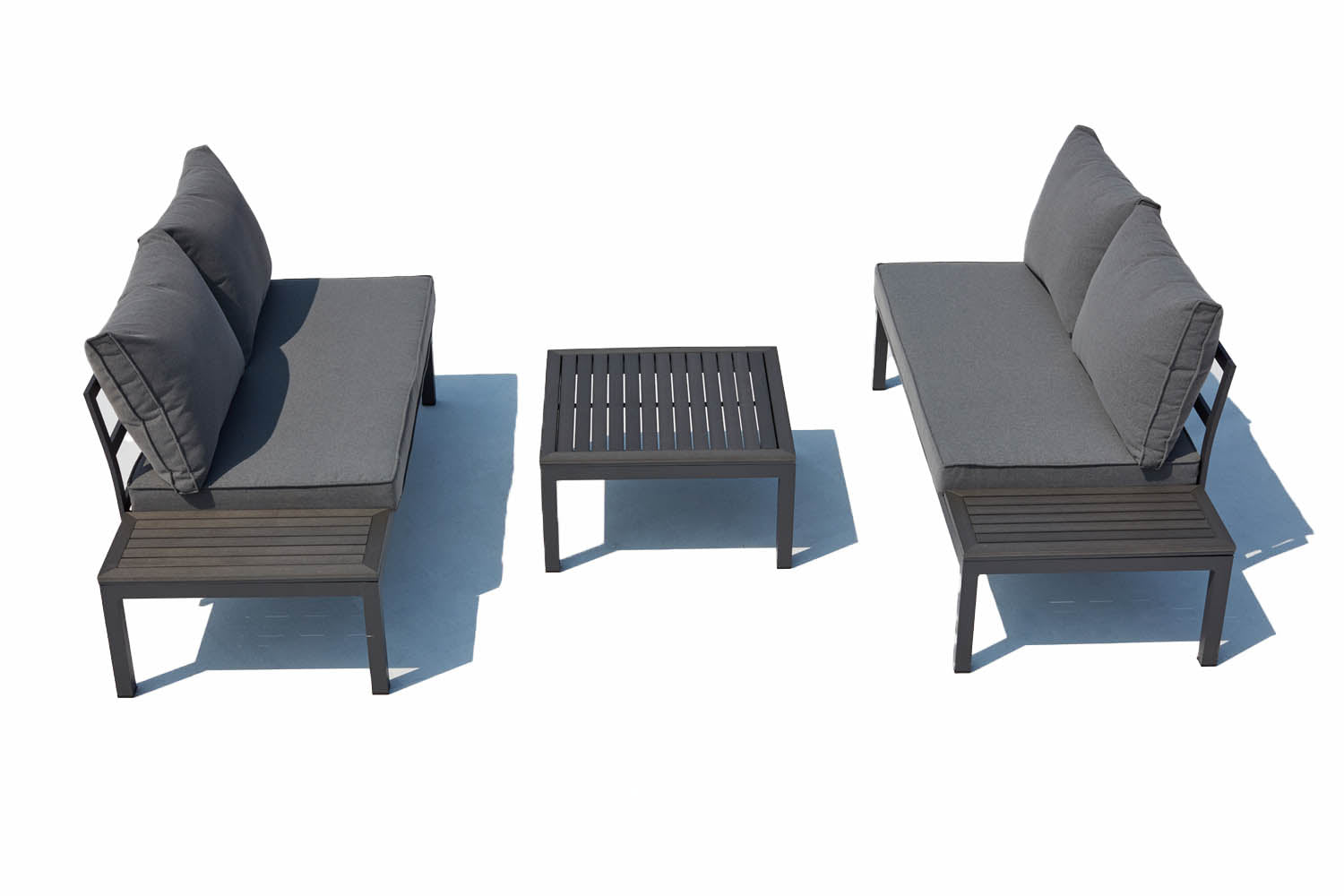 undefined Salon de jardin 4 places en aluminium et acier gris foncé