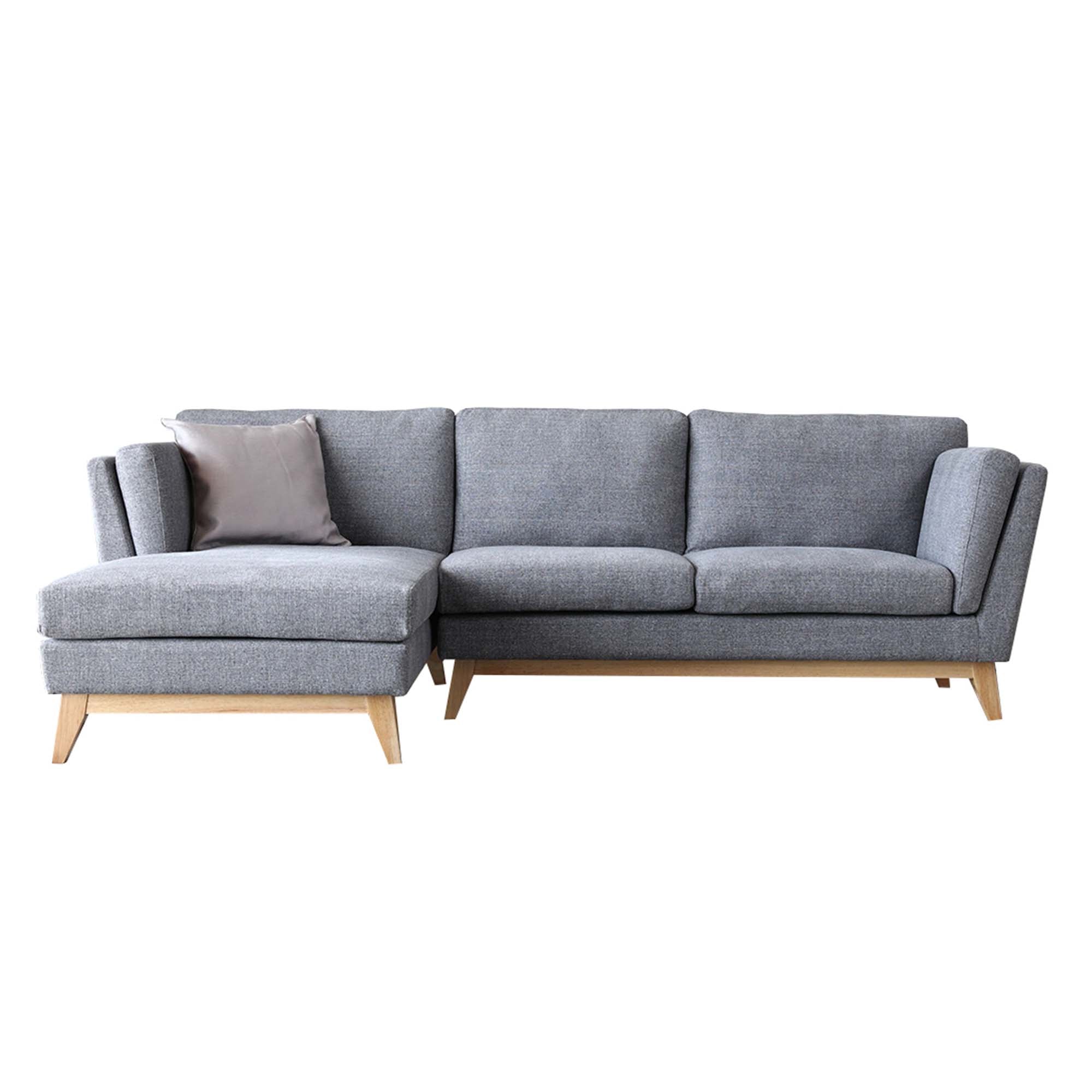 Canapé 3 places méridienne à gauche en tissu gris clair HORTA