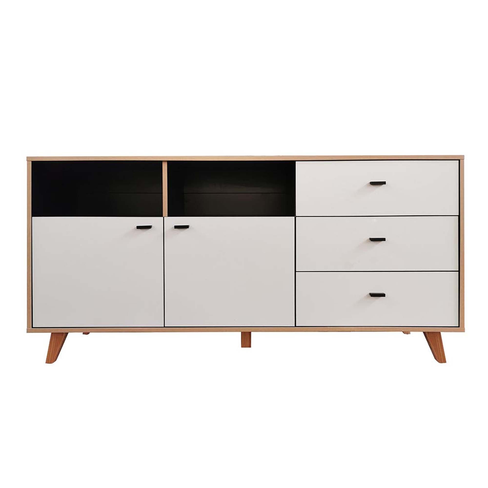 Buffet avec 2 placards et 3 tiroirs en bois naturel INIS