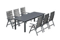 Table de jardin extensible 10 places et 6 fauteuils en alu JAZZI