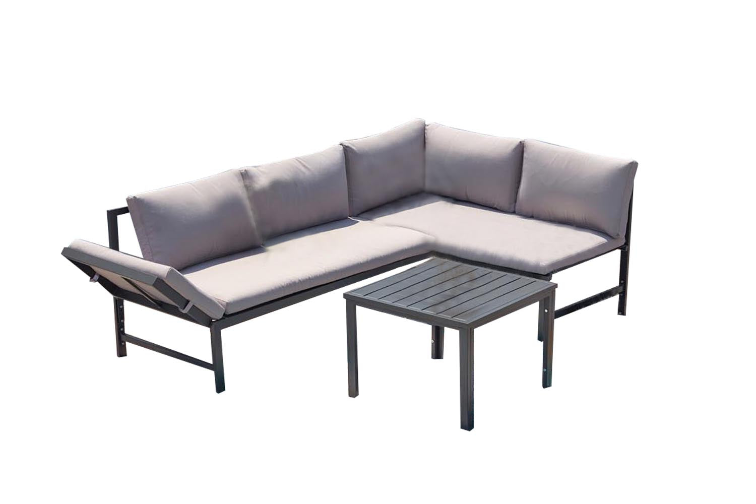 Salon de jardin bas 4 places gris clair MARELIE