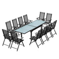 Table de jardin extensible 12 fauteuils en alu et toile PVC CALAMATA