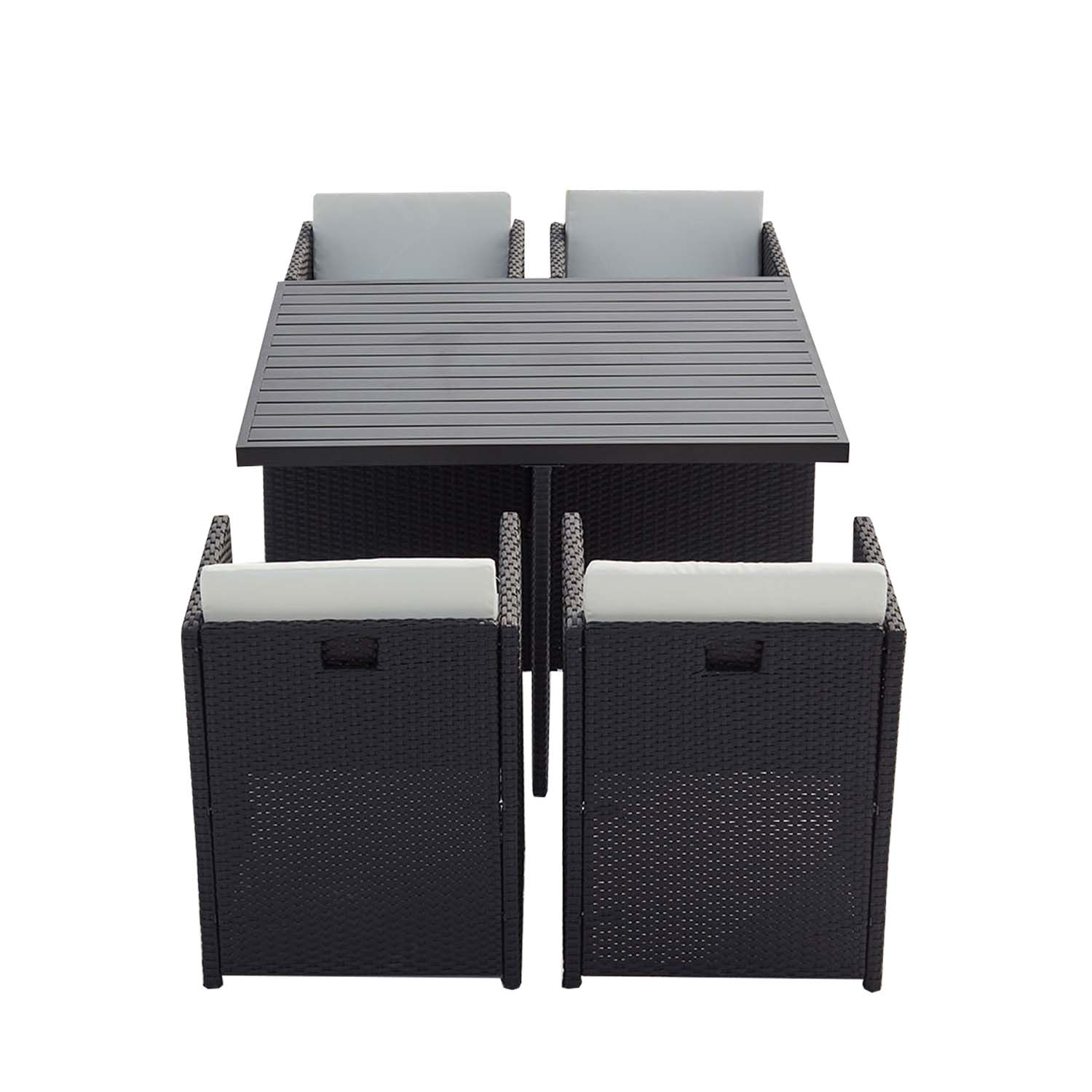 undefined Table et chaise 4 places encastrables alu résine gris/blanc