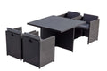 Table et chaises 4 places encastrables alu et résin noir/gris ABASA