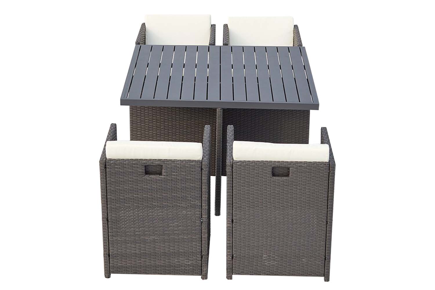 undefined Table et chaise 4 places encastrables alu résine noir/blanc