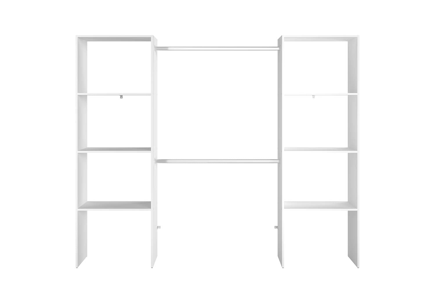 undefined Dressing blanc 6 étagères, 2 penderies 220 x 40 x 180 cm